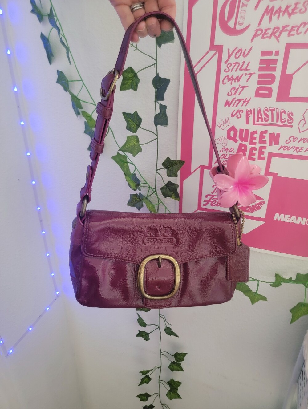 Y2K Coach VTG Burgundy Berry Bleeker Shoulder BAG 12372